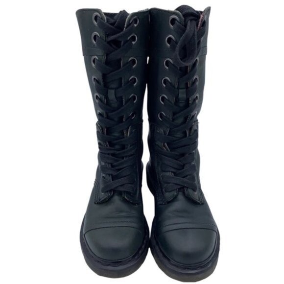 Dr. Martens Triumph Tall Lace Up Fold Over Boot Pink Plaid Women Size 6 - Picture 4 of 10